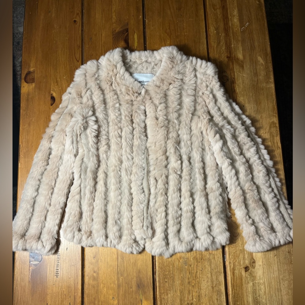 Heartloom Beige Rex Rabbit  Fur Jacket XS